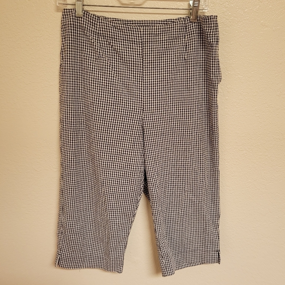 Charter Club Blue and White Gingham Crop Pants
